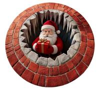 Tapis décoratif de Noël 3D - Illusion d'optique de Noël - Tapis rond matelassé - Tapis antidérapant avec effet 3D pour vacances, entrée, salon, décoration de Noël