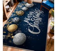 Tapis décoratif de Noël, flocons de neige, étoiles de Noël, bleu marine, tapis rectangulaire à poils courts pour salon, chambre à coucher, couloir, bureau, 1,2 x 1,8 m