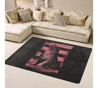 Tapis décoratif doux et lavable pour chambre à coucher, salon - Motif graphique doux sur rayures - 160 x 121 cm