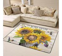 Tapis décoratif doux lavable pour chambre à coucher, salon, motif tournesol, abeille, oiseau, sourire, 160 x 121 cm