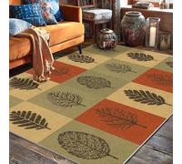 Tapis décoratif en forme de feuille, motif fougère rustique, automne, orange, envers antidérapant, résistant à la décoloration, pour salon, chambre à coucher, université, dortoir, cuisine, 1,5 x 2,1 m