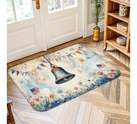 Tapis décoratif festif à fanions de fleurs rustiques, bleu d'été, antidérapant, tapis d'intérieur qui ne perd pas ses poils, pour salle de bain, entrée, chevet, buanderie, décoration de salle de bain