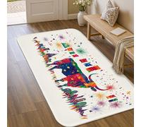 Tapis décoratif motif taureau, étoiles colorées festives, feux d'artifice, multicolore, antidérapant, esthétique, tapis de salle de bain, entrée, chevet, décoration de porte, 0,9 x 1,5 m