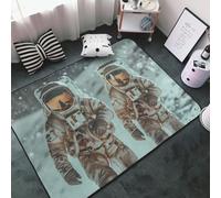 Tapis décoratif pour salon - Astronautes en mission lunaire - Tapis antidérapant lavable pour chambre à coucher - Tapis doux pour chambre à coucher et salon - 152,4 x 99,1 cm
