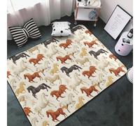 Tapis décoratif pour salon - Tapis antidérapant lavable de 0,9 x 15,2 cm - Moquette d'intérieur douce à imprimé cheval qui coule pour chambre à coucher, salon, salle à manger, chambre, 152,4 x 99,1 cm