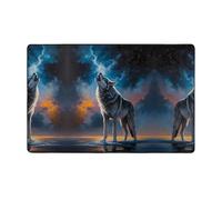 Tapis décoratif pour salon - Tapis antidérapant lavable pour chambre à coucher - Moquette douce pour chambre à coucher et salon - 152,4 x 99,1 cm - Motif loup nocturne solitaire