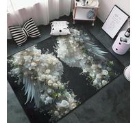Tapis décoratif pour salon - Tapis antidérapant lavable pour chambre à coucher - Motif floral angélique blanc - 91,4 x 12,7 cm - Tapis doux pour intérieur - 152,4 x 99,1 cm