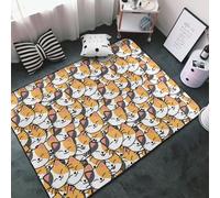 Tapis décoratif pour salon - Tapis antidérapant lavable pour chambre à coucher - Motif tête de chat souriant - Tapis d'intérieur doux pour chambre à coucher et salon - 152,4 x 99,1 cm