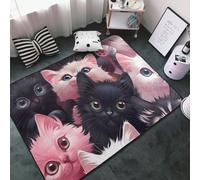 Tapis décoratif pour salon - Tapis antidérapant lavable pour chambre à coucher - Tapis d'intérieur doux pour chambre à coucher et salon - 152,4 x 99,1 cm - Motif portrait de groupe de chatons mignons