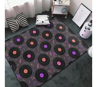 Tapis décoratif pour salon - Tapis antidérapant lavable pour chambre à coucher - Tapis doux pour chambre à coucher et salon - Motif notes de musique - 92,4 x 99,1 cm