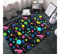 Tapis décoratif pour salon - Tapis géométrique des années 1980 antidérapant lavable pour chambre à coucher - Tapis doux pour chambre à coucher et salon - 152,4 x 99,1 cm