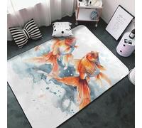 Tapis décoratif pour salon - Trois poissons rouges - Tapis antidérapant lavable pour chambre à coucher - Tapis d'intérieur doux pour chambre à coucher et salon - 152,4 x 99,1 cm