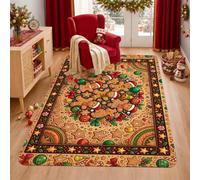 Tapis décoratif sur le thème de Noël, biscuits en pain d'épices, 0,9 x 1,5