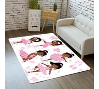 Tapis décoratif ultra doux en flanelle avec jolie fille dansante pour filles, tapis de princesse ballerine dessin animé pour chambre de filles, salle de bain, joli paillasson en flanelle, tapis de sol