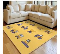 Tapis Décoratif véhicules de génie Civil 160 x 230 cm Jaune Antidérapant Lavable en Machine, Tapis Chambre et Salon