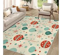 Tapis Décorations de Noël - Tapis Salon 40x60 cm Boule Xmas, Tapis de Porte Lavable Coloré Carpet Moquette de Sol Doux et Antiderapant à Poils Courts Sol Décor à La Maison Interieur Entree J296
