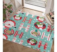 Tapis Décorations de Noël - Tapis Salon 80x150 cm Alphabet pingouin Xmas, Tapis de Porte Lavable Pingouin Carpet pour Chambre, Moquette Antidérapant à Poils Ras, Paillasson Décor à La Maison J192