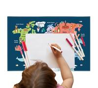 Tapis d'écriture de bureau, tapis de souris de bureau - Jolie nappe avec motif de carte du monde des dinosaures spatiaux | Accessoires d'école pour de décoration de bureau étanche, tapis de souris de