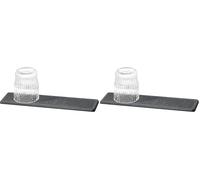 Tapis d'égouttage Mod. Damon Diatomite séchage rapide absorbant eau cuisine avec pieds silicone protection plan de travail 30x0,9x8 cm gris (Lot de 2)