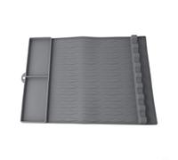 Tapis d'égouttement en silicone pour barbecue Weber - Résistant à la chaleur et aux rayures - Avec fentes pour outils de barbecue et assaisonnements - Gris