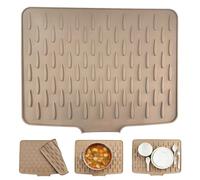 Tapis d'égouttement pour évier et plan de travail - 40 x 32,5 cm - Tapis en silicone résistant à la chaleur, antidérapant et anti-fuite avec design incliné - Tapis d'égouttement pliable pour la