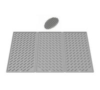 Tapis d'égouttement, tapis d'égouttement avec brosse de nettoyage, tapis d'évier, tapis d'égouttement pliable antidérapant (gris)