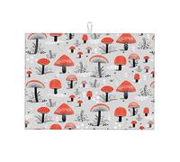 Tapis d'égouttoir à vaisselle à séchage rapide Motif champignons de dessin animé - Tapis de séchage antidérapant pour cuisine, comptoir, évier de table, accessoires de vaisselle (60 x 45 cm)