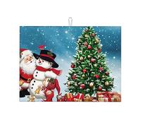 Tapis d'égouttoir à vaisselle absorbant 45,7 x 61 cm pour cuisine, motif Père Noël, bonhomme de neige, accessoires de cuisine