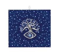 Tapis d'égouttoir à vaisselle Ancient Matiasma « Mauvais œil » 40,6 x 45,7 cm, absorbant en microfibre, pour plan de travail de cuisine, multi-usages, noir, F4M8X9GY-{id}