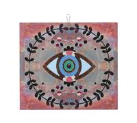 Tapis d'égouttoir à vaisselle avec symbole du mauvais œil, 40,6 x 45,7 cm, absorbant, en microfibre, pour plan de travail de cuisine, multi-usages