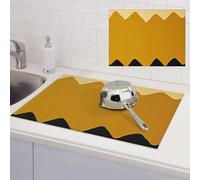 Tapis d'égouttoir à vaisselle en microfibre pour comptoir de cuisine, tapis de séchage absorbant, antidérapant, grand égouttoir à vaisselle jaune moutarde et noir, 61 x 45,7 cm