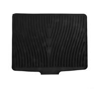 Tapis d'égouttoir à vaisselle en silicone avec design inclinable, antidérapant et résistant à la chaleur pour comptoir de cuisine, grand espace de 50 x 43 cm pour casseroles à vaisselle (noir)
