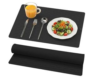 Tapis D'éGouttoir à Vaisselle En Silicone Avec Rainures IntéGréEs, 30 X 40 cm, Facile à Nettoyer, Multi-Usage, Pour Comptoirs De Cuisine, RevêTement D'éVier Ou Rangement Au RéFrigéRateur (Noir)