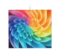 Tapis d'égouttoir à vaisselle pour comptoir de cuisine 45,7 x 40,6 cm en microfibre absorbant arc-en-ciel dynamique pour comptoirs de cuisine, éviers, égouttoirs