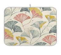 Tapis d'égouttoir à vaisselle pour comptoir de cuisine, tapis de séchage en forme de feuille de ginkgo, tapis d'égouttoir à vaisselle en microfibre absorbant, réutilisable, lavable, taille M, 114 x