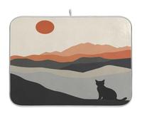 Tapis d'égouttoir à vaisselle pour comptoir de cuisine, tapis de séchage pour chat et coucher de soleil en microfibre absorbante, réutilisable, lavable, taille M, 114 x 152 cm
