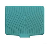 Tapis d'égouttoir en silicone avec design inclinable, grand tapis antidérapant pour comptoir de cuisine, support incliné résistant à la chaleur pour assiettes et casseroles, 50 x 43 cm (vert)