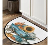 Tapis demi-rond, brouette de ferme, tournesol, citrouille, paillasson antidérapant, lavable pour entrée, salle de bains, chambre à coucher, 91,4 x 61 cm