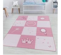 SIMPEX Tapis Enfant Rose 80x120 cm Design Princesse Moderne Antidérapant Lavable Facile Entretien Doux Antiallergique Chambre Fille
