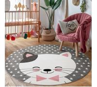 Tapis d'enfant filles de chat chambre de bébé d'enfant facile entretenir Rose 120 cm Rond