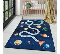 Tapis d'enfant spatial CARPETTEX - Marine - 80 x 120 cm - Antidérapant - Lavable