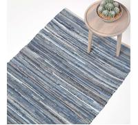 Tapis denim bleu en jeans recyclés - 90 x 150 cm