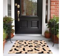 Tapis D'entrée Antidérapant Intérieur 90 x 150 cm Teckel Os Empreinte De Patte - Lavable Tapis Antidérapant D'entrée Intérieur, Animal De Dessin Animé Mignon Paillassons Pour Entrée, Vestibule