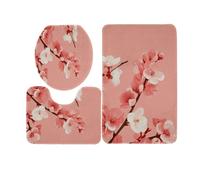 Tapis D'entrée Beige Rétro Rose Tapis de Bain Antiderapant Chambre Couloir Salon Toilette 3 Pcs Polyester Paillasson Absorbant Forme de U Tapis Rug Antiderapant Bath Mat Lavable 45x75cm