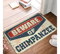 Tapis d'entrée Beware Of Chimpanzee avec bain vintage bienvenue extérieur drôle