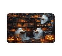 Tapis D'Entrée Bibliothèque Fantôme d'halloween Étagère Fantôme Mignonne Horreur Citrouille Effrayant Gothique Sombre Académie Tapis Interieur Durable Antisalissure Paillasson Intérieur 40X60Cm