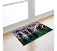 Tapis D'entrée Cascade Vert Brun Outdoor Teppich Wohnzimmer Tapis De Couloir Exterieur Polyester Rug Salon Paillasson Extérieur Lavable Tapis De Passage Chambre Antidérapant 50x80cm
