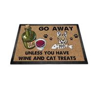 Tapis D'Entrée Chat Savannah Personnalisé Bienvenue Partez sauf Si Vous Avez du Vin Anti-Poussière Tapis De Porte Durable Paillasson D'Intérieur pour Intérieur Couloir Salle De Bain 60X40Cm