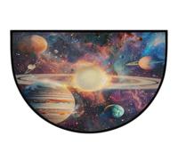 Tapis d'entrée demi-cercle pour entrée système solaire Planètes-1 | Paillasson d'intérieur avec envers antidérapant et lavable - Absorbant l'eau - Pour cuisine et salle de bain - 91,4 x 61 cm