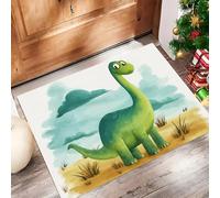 Tapis D'Entrée Dinosaures des Prairies Antidérapant Lavable - Style Dessin Animé Paillasson Absorbant Couleurs Mélangées Soft Comfortable pour Intérieur, Chambre, Cuisine, Couloir (50 X 80 Cm)